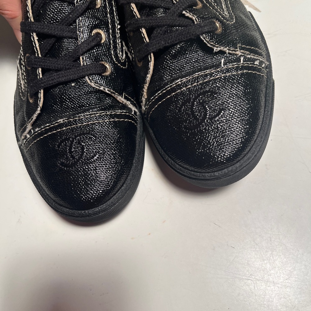 Taking offers! CHANEL black canvas boots size 40 US 10-11 - Picture 2 of 8